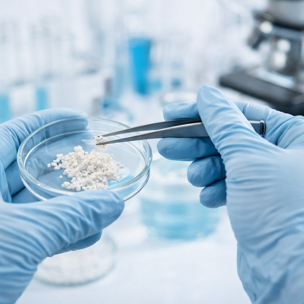 Biomaterial sintético granulado utilizado como enxerto ósseo em implantodontia